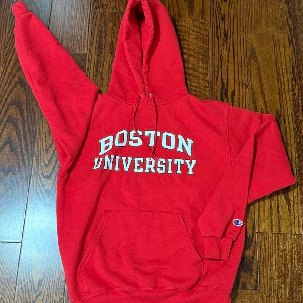 Red champion boston university hoodie